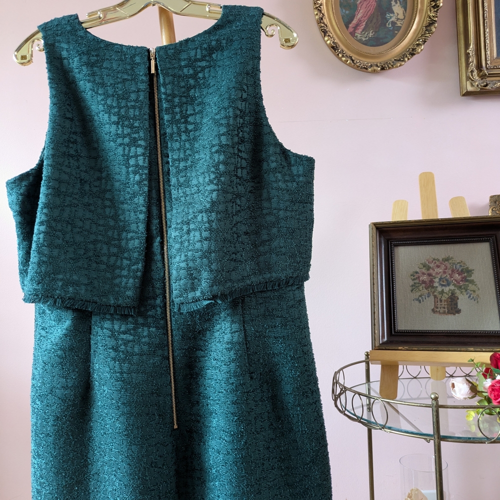 Karl Lagerfeld Emerald Green Textured Shift Dress